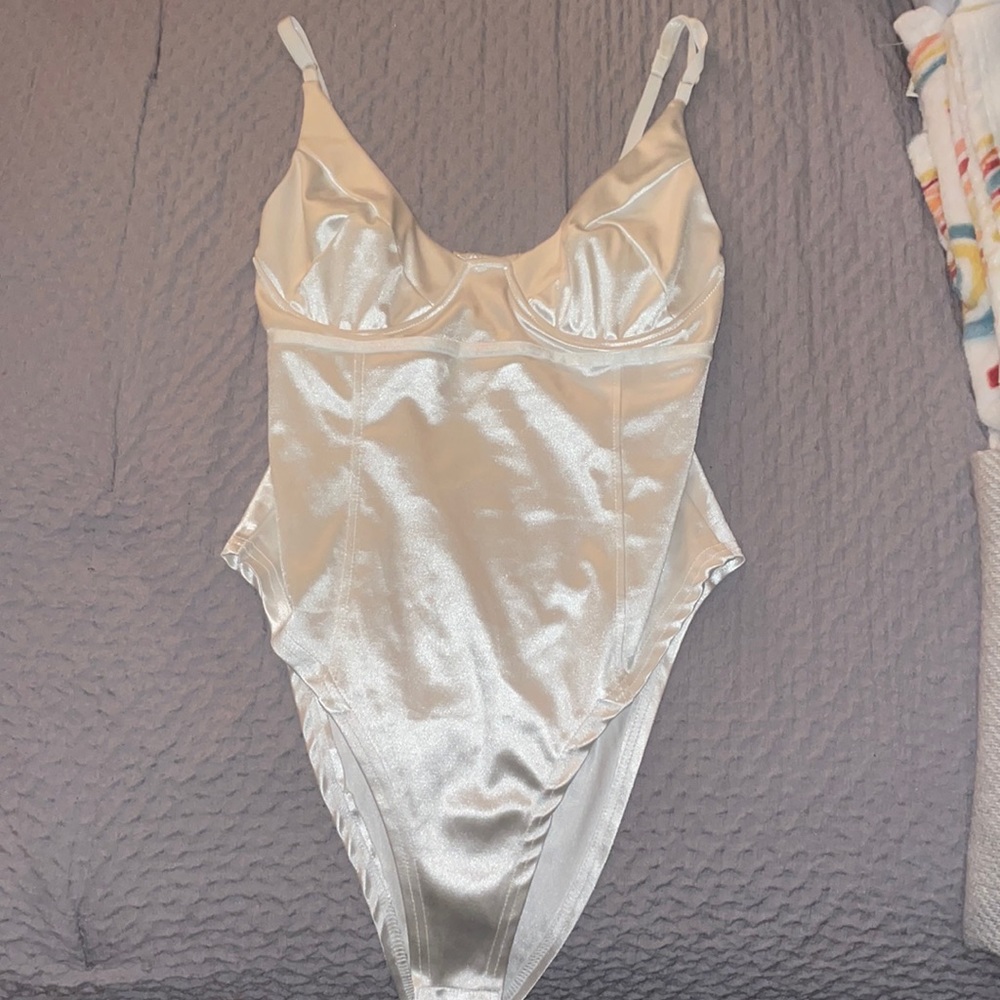 Amazon white satin bodysuit